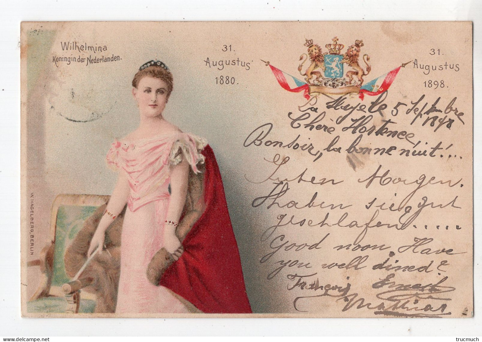 137 - FAMILLE ROYALE - HOLLANDE - Konigin Der Nederlanden *1898* - Familles Royales