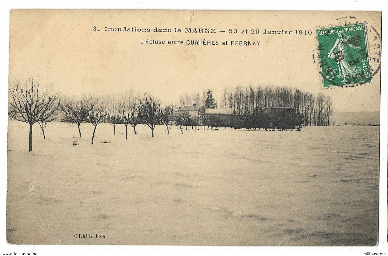 CPA 51 Inondations Dans La MARNE  - 23 Et 25 Janvier 1910 - L' Ecluse Entre CUMIERES Et EPERNAY - Otros & Sin Clasificación