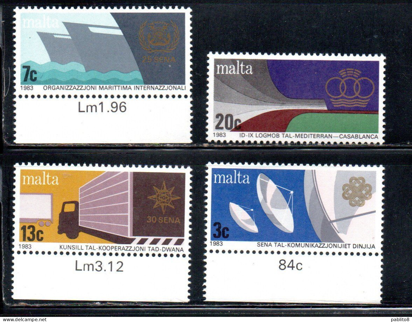 MALTA 1983 WORLD COMMUNICATIONS COMMUNICATION MARITIME CUSTOMS MEDITERRANEAN GAMES COMPLETE SET SERIE COMPLETA MNH - Malta