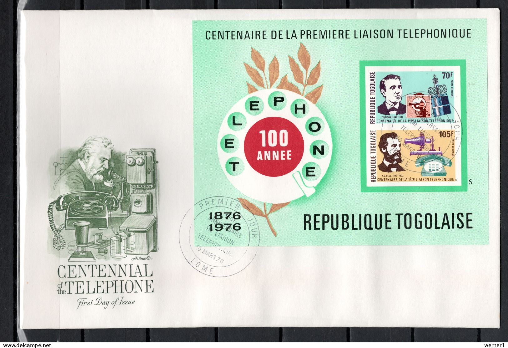 Togo 1976 Space, Telephone Centenary S/s Imperf. On FDC -scarce- - Afrique