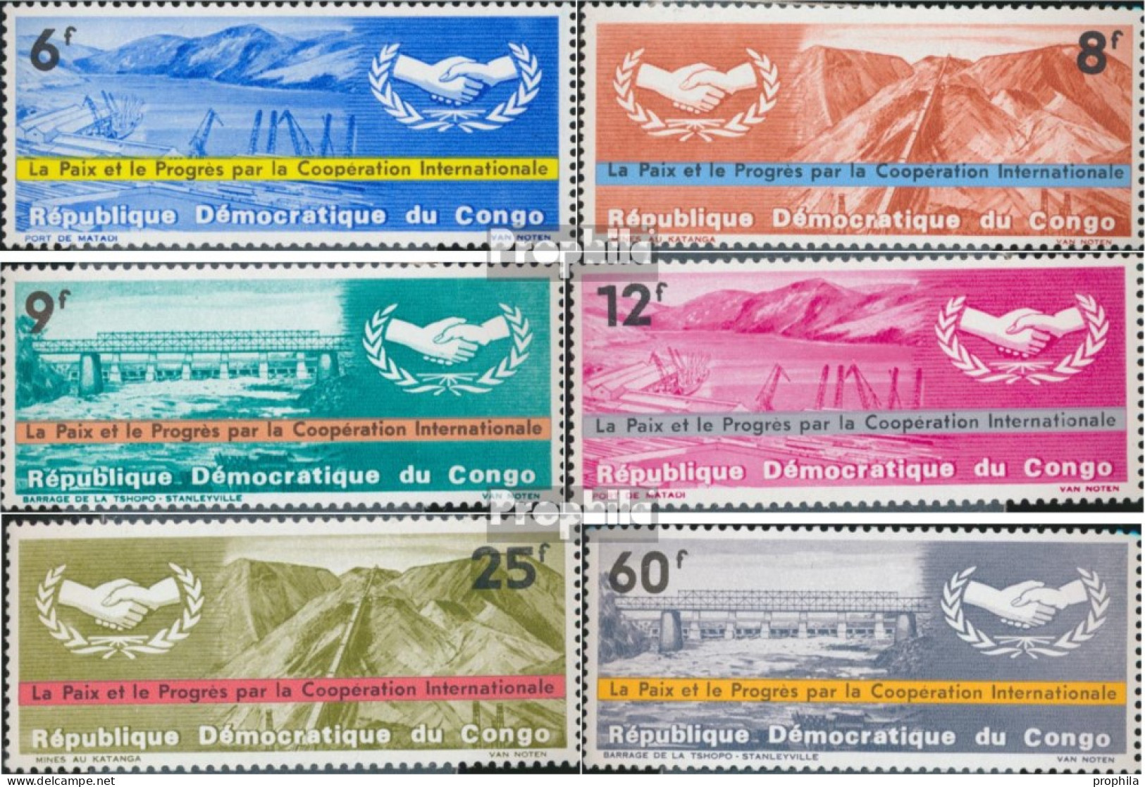 Kongo (Kinshasa) 240-245 (kompl.Ausg.) Postfrisch 1965 20 Jahre UNO - Mint/hinged