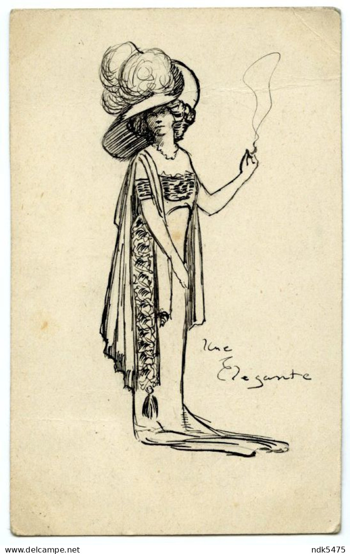 ARTIST CARD : UNE ELEGANTE / LADY SMOKING / ESKBANK DALKEITH POSTMARK / PERTH, CRAIGIE CRESCENT, KENNET VILLA (WATSON) - Midlothian/ Edinburgh