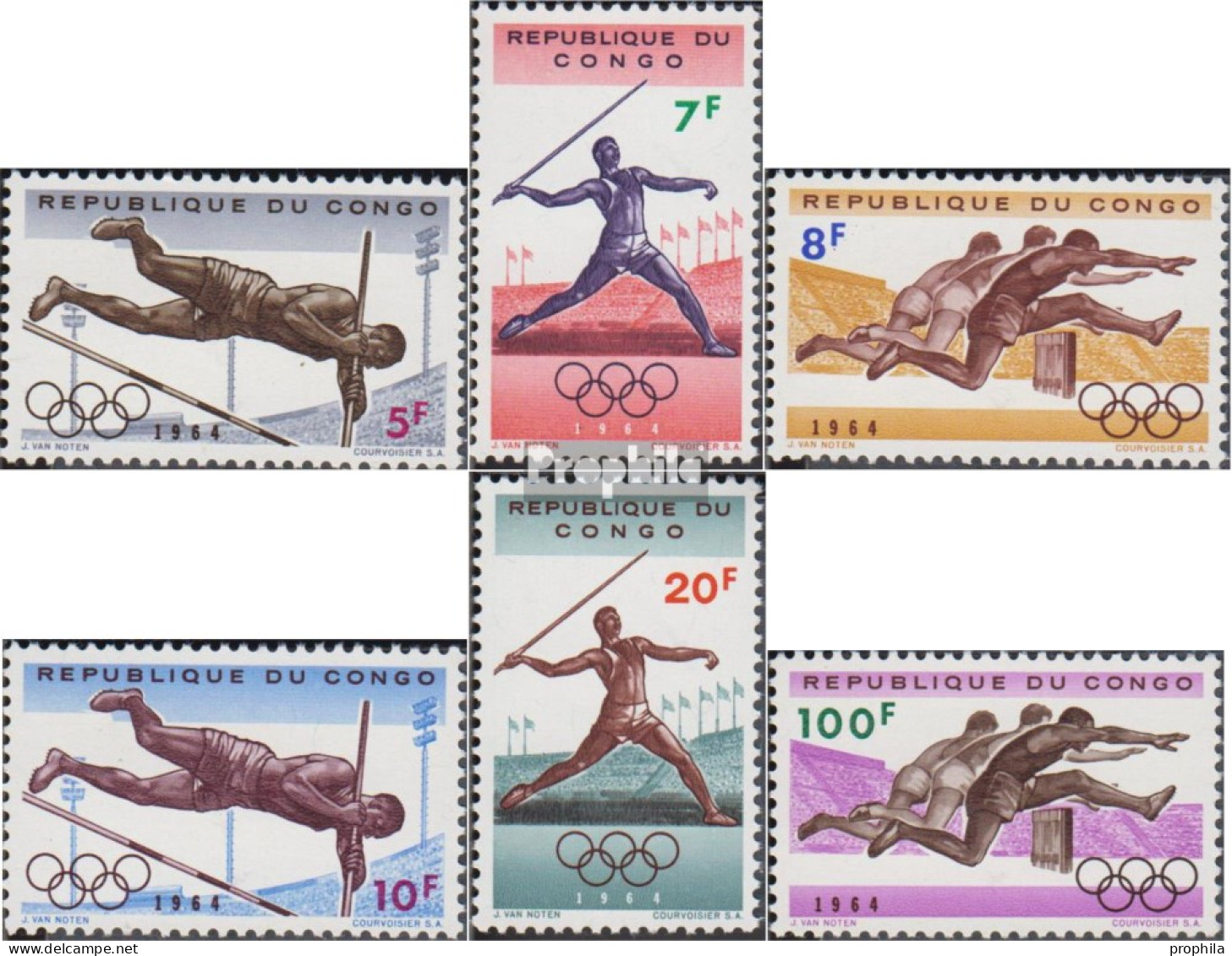 Kongo (Kinshasa) 169-174 (kompl.Ausg.) Postfrisch 1964 Olymp. Spiele 64, Tokio - Otros & Sin Clasificación