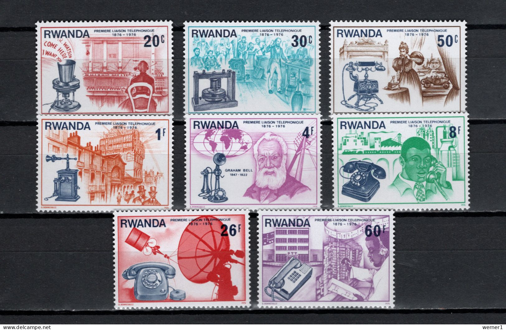 Rwanda 1976 Space, Telephone Centenary Set Of 8 MNH - Africa