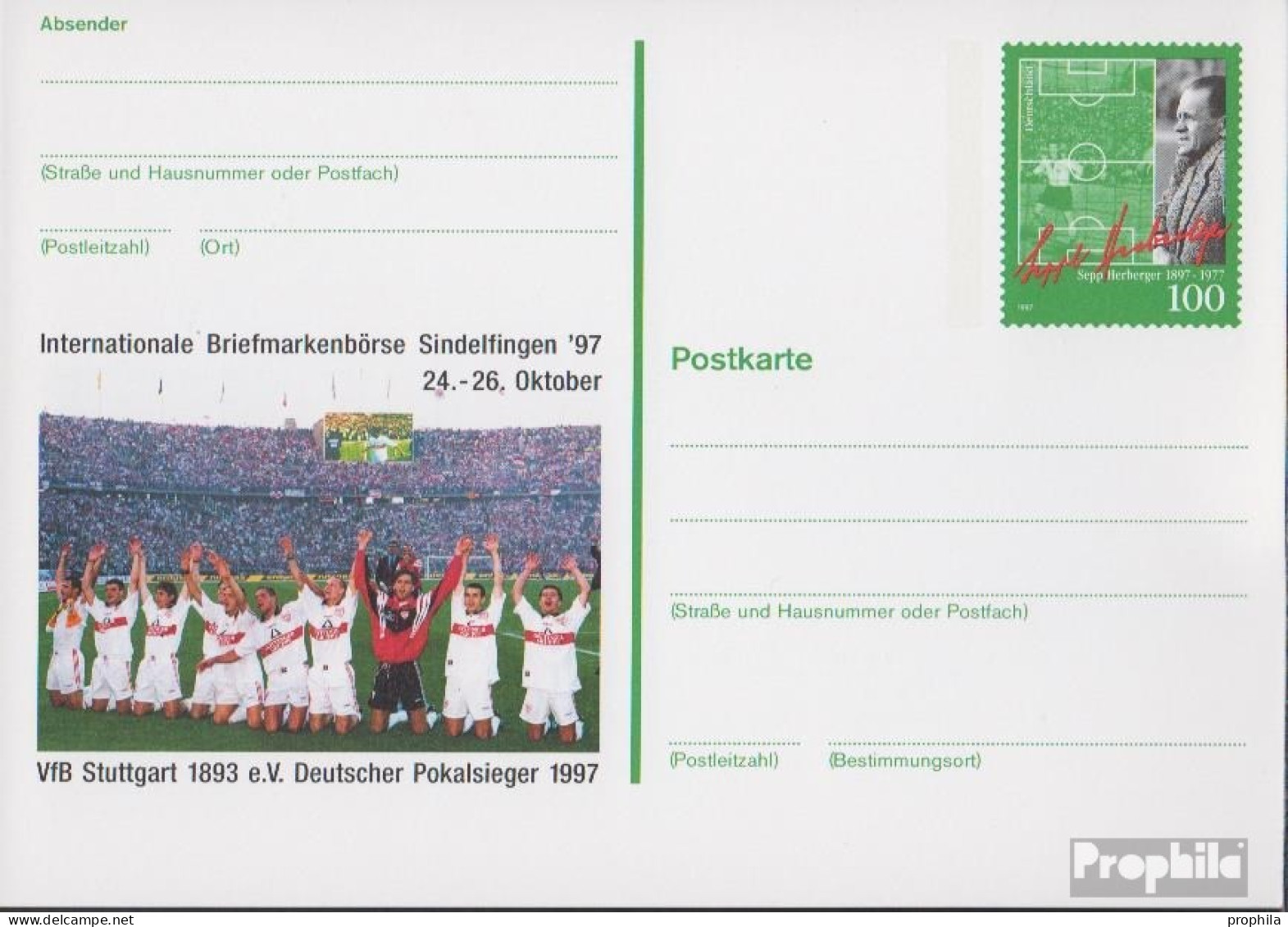 BRD PSo50 Amtliche Sonderpostkarte Gefälligkeitsgestempelt Gebraucht 1997 Sepp Herberger - Cartoline - Usati