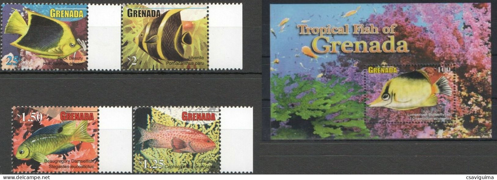 Grenada - 2010 - Fishes - Yv 5295/98 + Bf 734 - Poissons