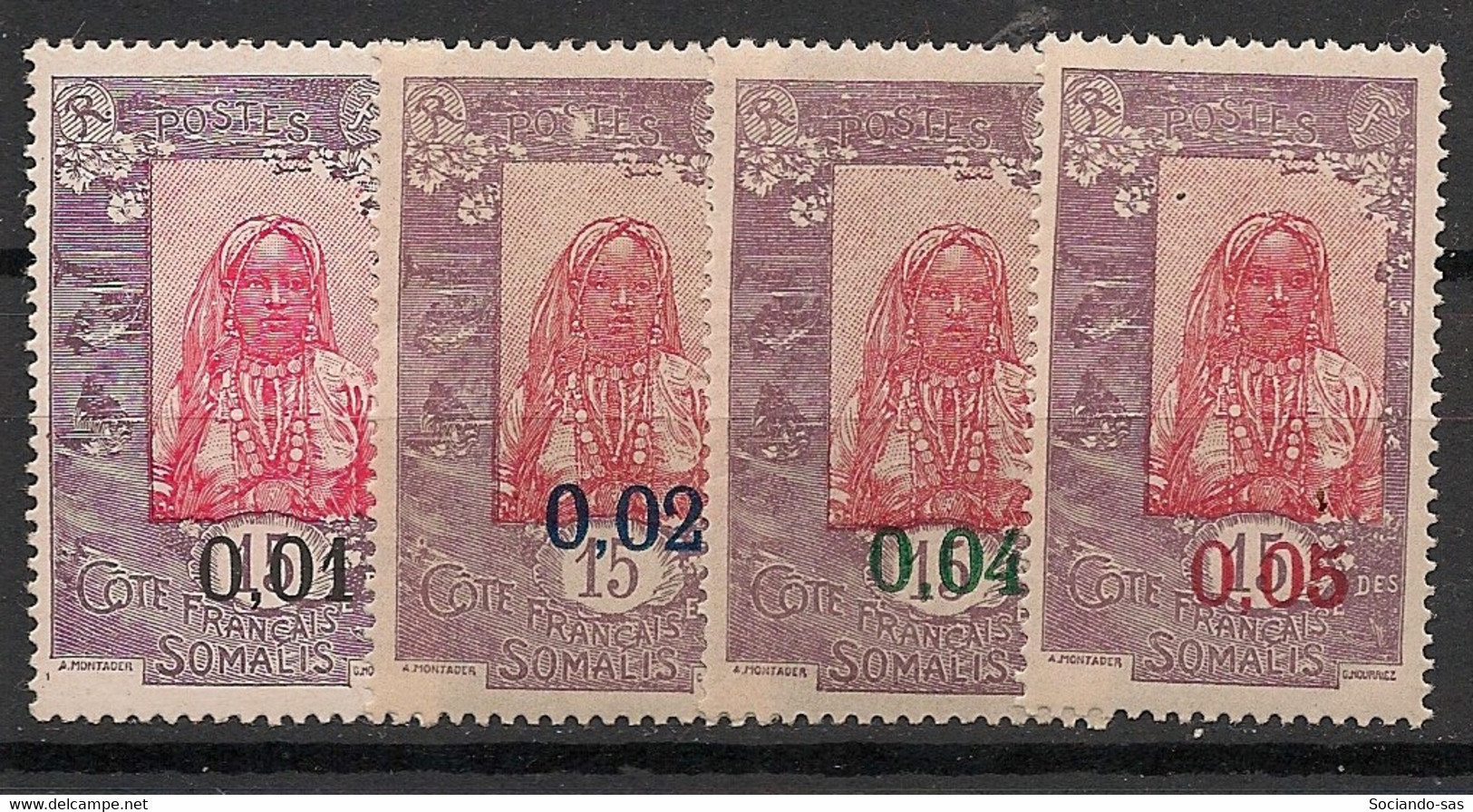 COTE DES SOMALIS - 1922 - N°YT. 108 à 111 - Série Complète - Neuf * / MH VF - Ongebruikt
