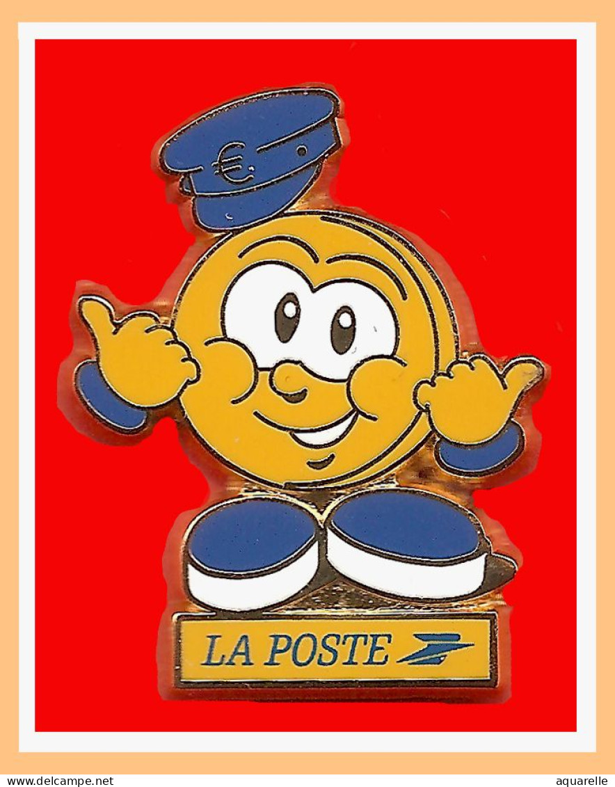 SUPER PIN'S  "LA POSTE" Arthus BERTRAND, En ZAMAC Base Or, Facteur Joufflu - Post