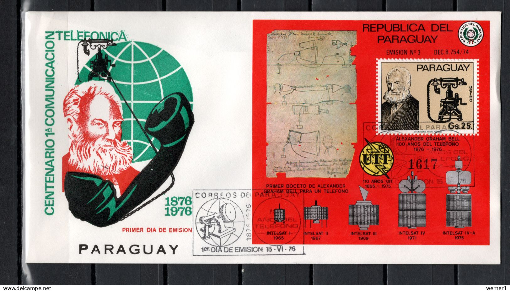 Paraguay 1976 Space, Telephone Centenary S/s On FDC - Südamerika