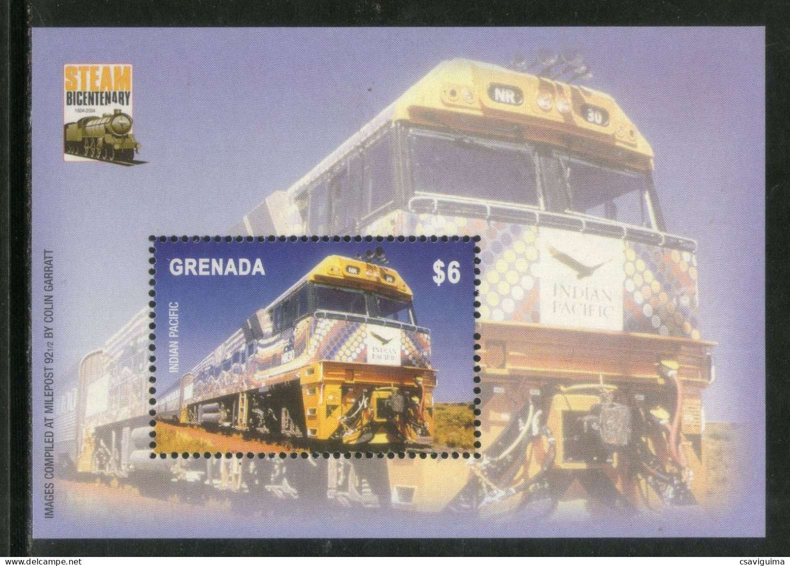 Grenada - 2004 - Train: Steam Bicentenary  - Yv Bf 676A - Treni