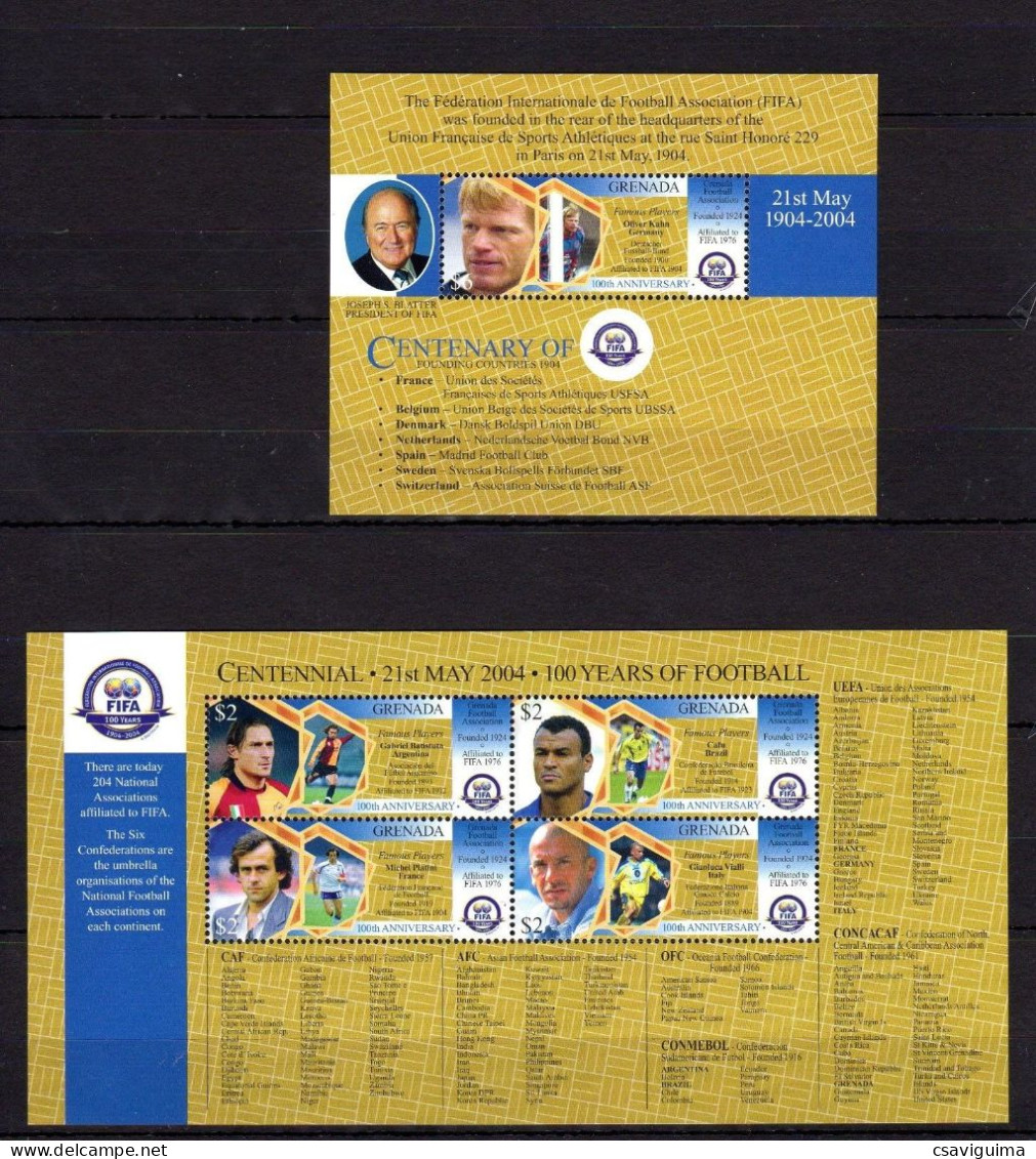 Grenada - 2004 - Centenary Of FIFA  - Yv 4611/14 + Bf 674 - Unused Stamps