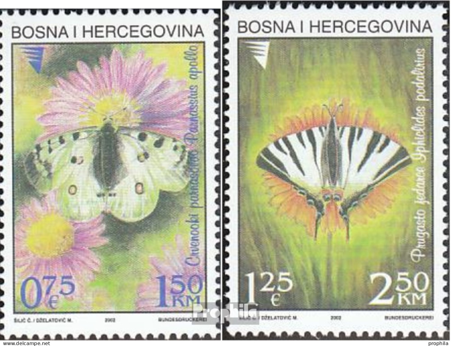 Bosnien-Herzegowina 259-260 (kompl.Ausg.) Postfrisch 2002 Schmetterlinge - Bosnia And Herzegovina