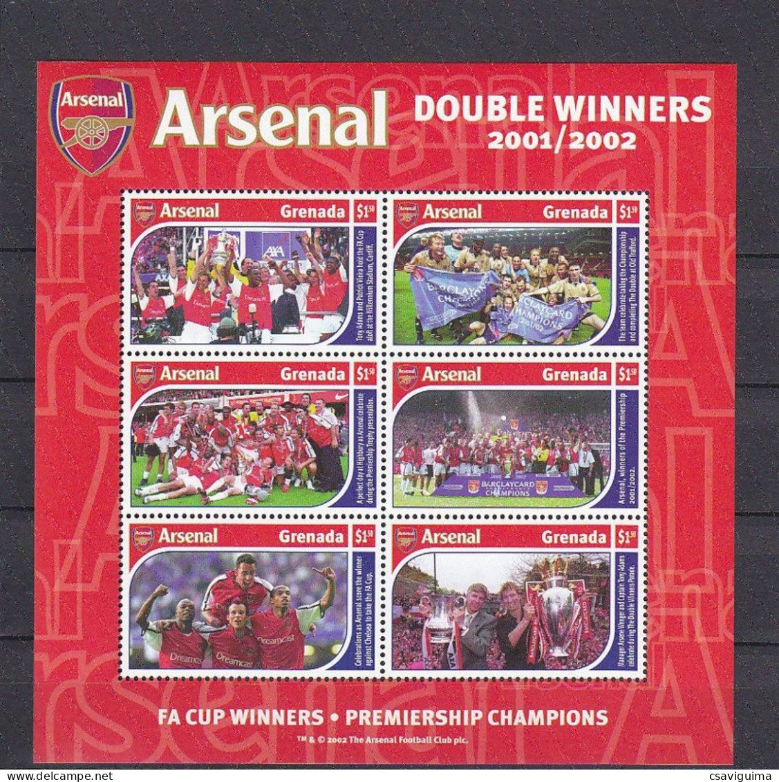Grenada - 2002 - Arsenal  - Yv 4207/12 - Famous Clubs