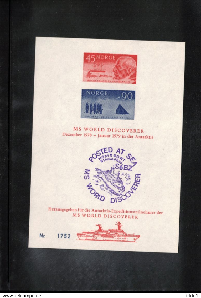 Norway 1978-79 Antarctica - Ship World Discoverer Interesting Leaflet - Navi Polari E Rompighiaccio