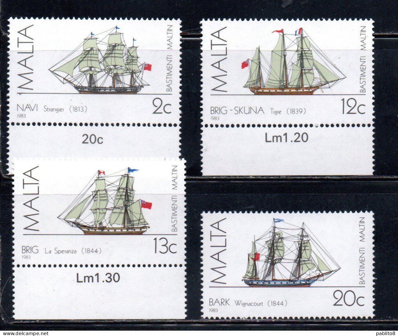 MALTA 1983 MALTESE SAILING SHIPS NAVI A VELA MALTESI COMPLETE SET SERIE COMPLETA MNH - Malte