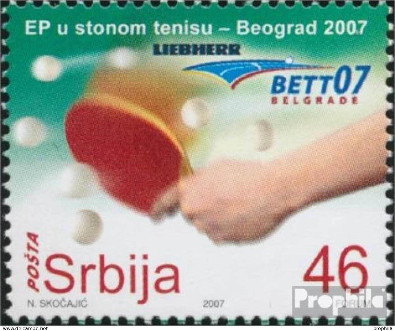Serbien 185 (kompl.Ausg.) Postfrisch 2007 Tischtennis EM - Serbia