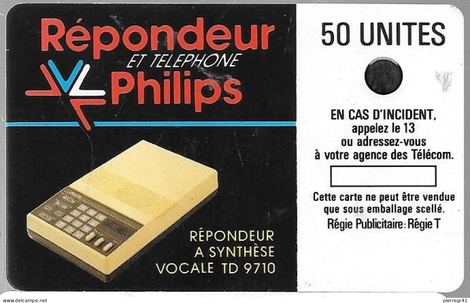 CARTE²°-PUBLIC-1987-F 11-50U-SC3-PHILIPS TELEPHONE & REPONDEUR-Utilisé-BE-Tres RARE - 1987