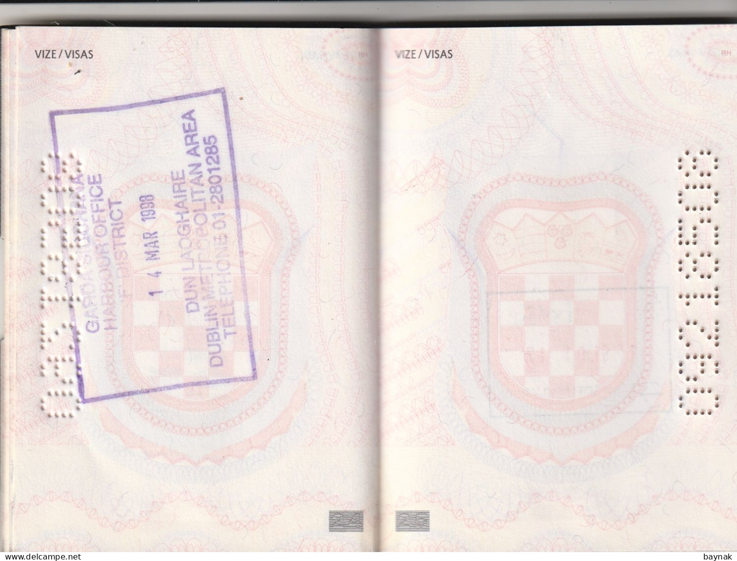 C143 -   CROATIA  - PASSPORT  -  I. MODEL  -  LADY  - 1992  - VISA: ISRAEL, UK, MALTA, IRELAND, MOROCCO -  SUPER QUALITY