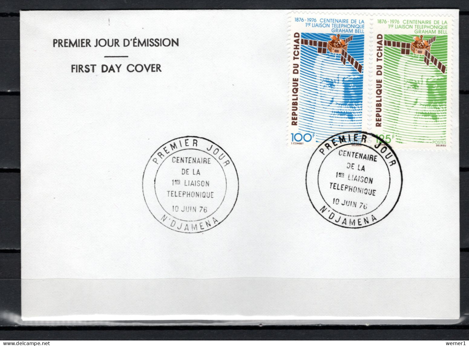 Chad - Tchad 1976 Space, Telephone Centenary Set Of 2 On FDC - Africa