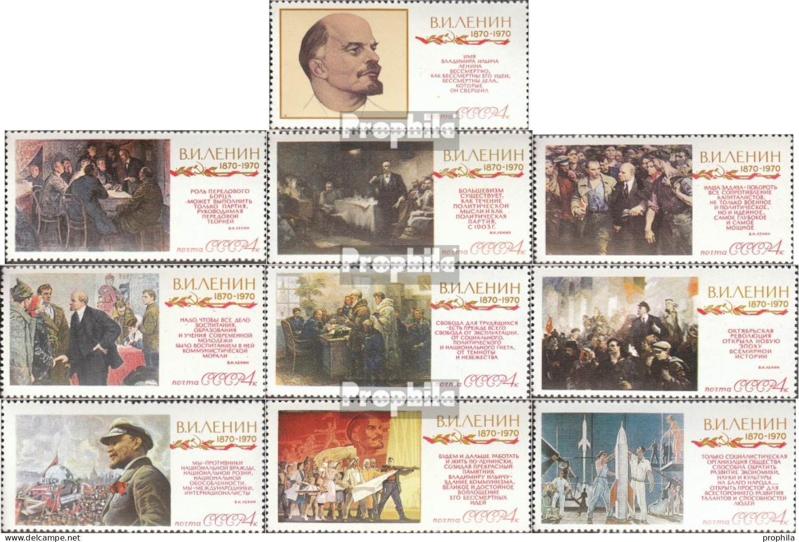 Sowjetunion 3717-3726 (kompl.Ausg.) Postfrisch 1970 100. Geburtstag Lenins - Unused Stamps