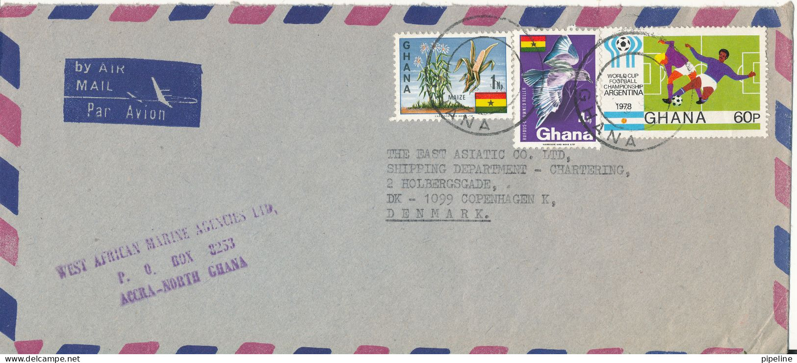 Ghana Air Mail Cover Sent To Denmark Topic Stamps - Ghana (1957-...)