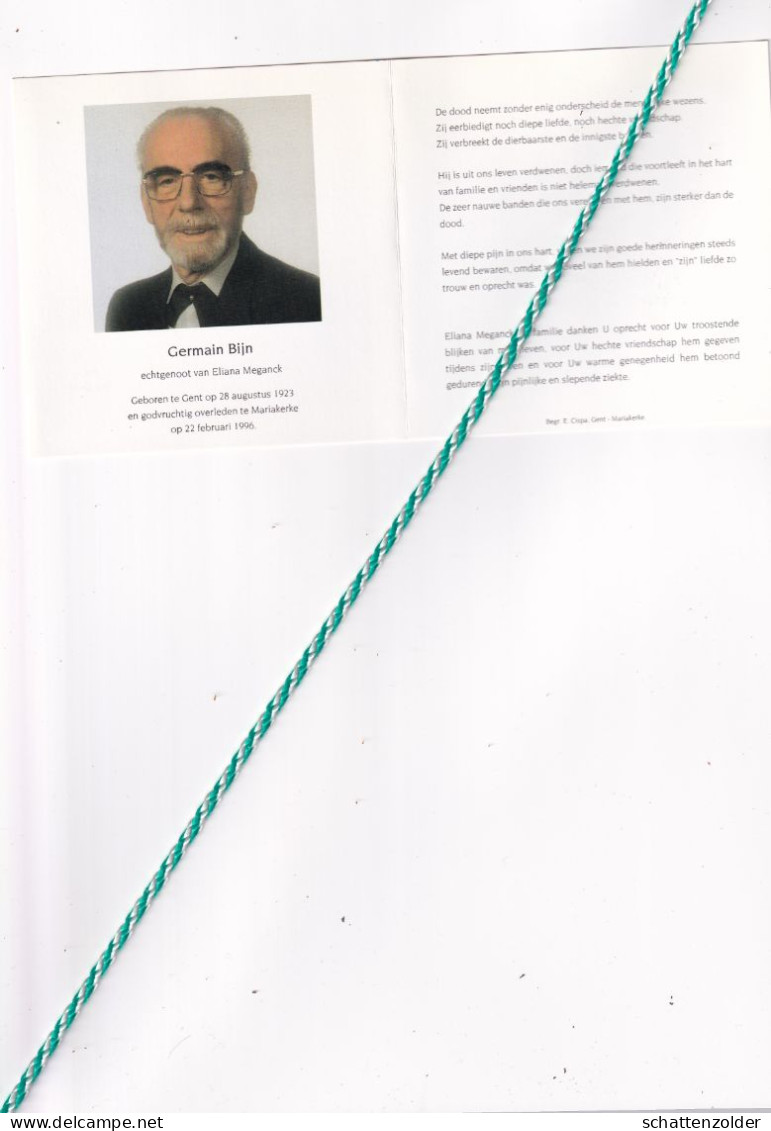 Germain Bijn-Meganck, Gent 1923, Mariakerke 1996. Foto - Obituary Notices