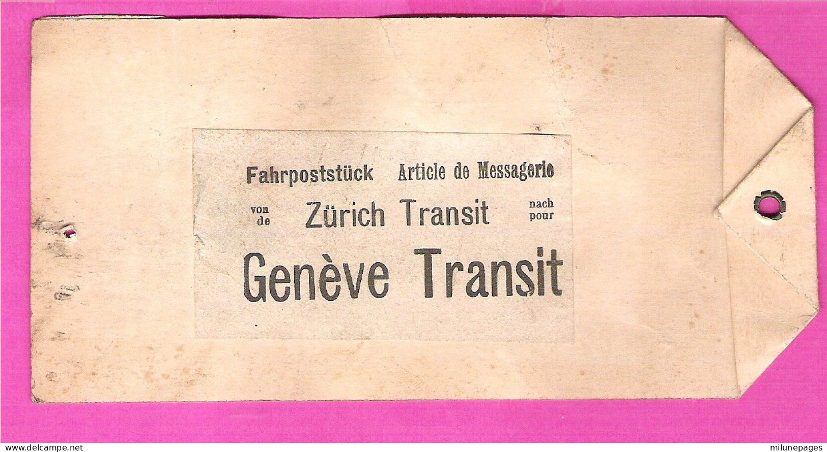 Document Ferroviaire Gare De Thalweil Suisse Etiquette De Colis Cachet Linéaire + Genève Transit Et Coupon Cachet Cire - Ferrocarril