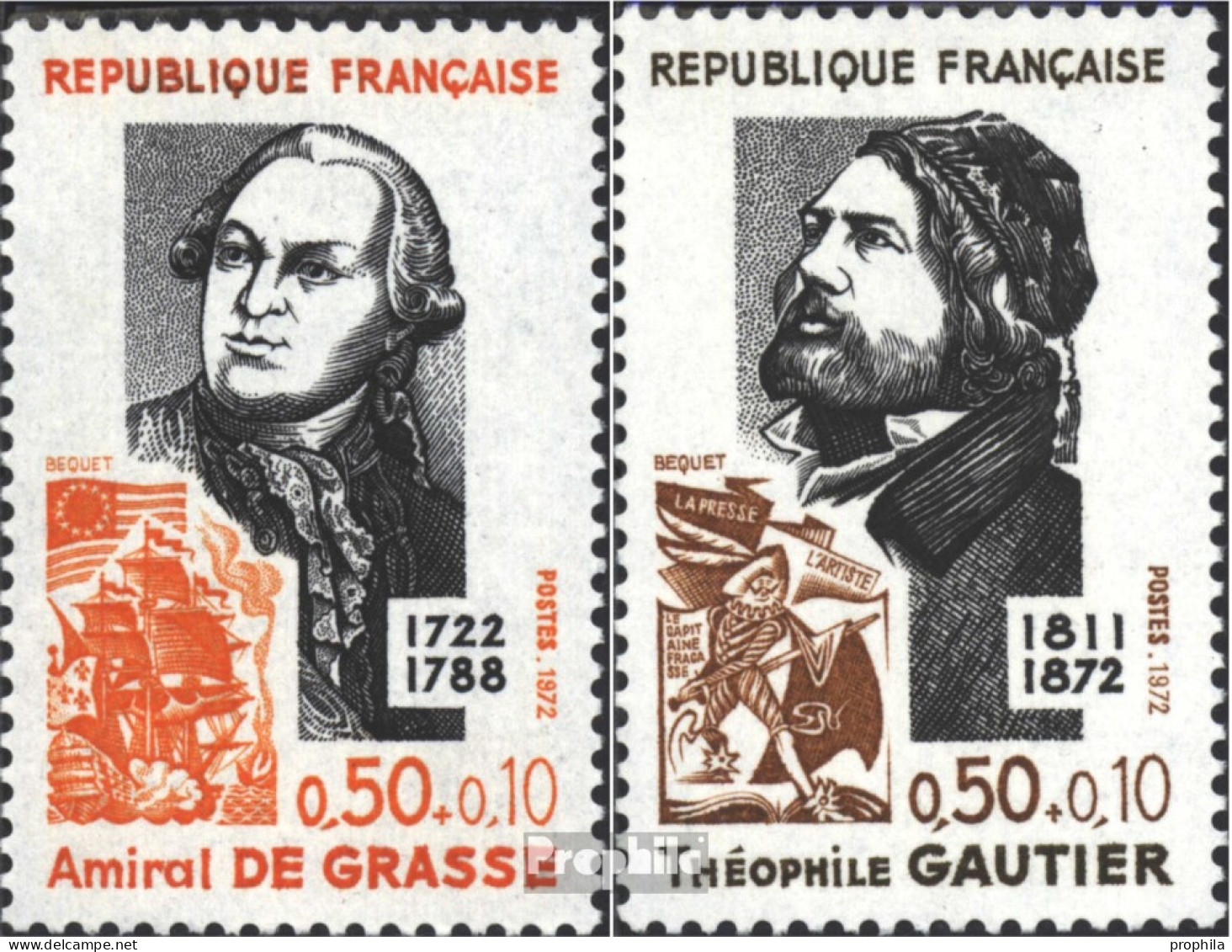 Frankreich 1806-1807 (kompl.Ausg.) Postfrisch 1972 Berühmte Franzosen - Unused Stamps