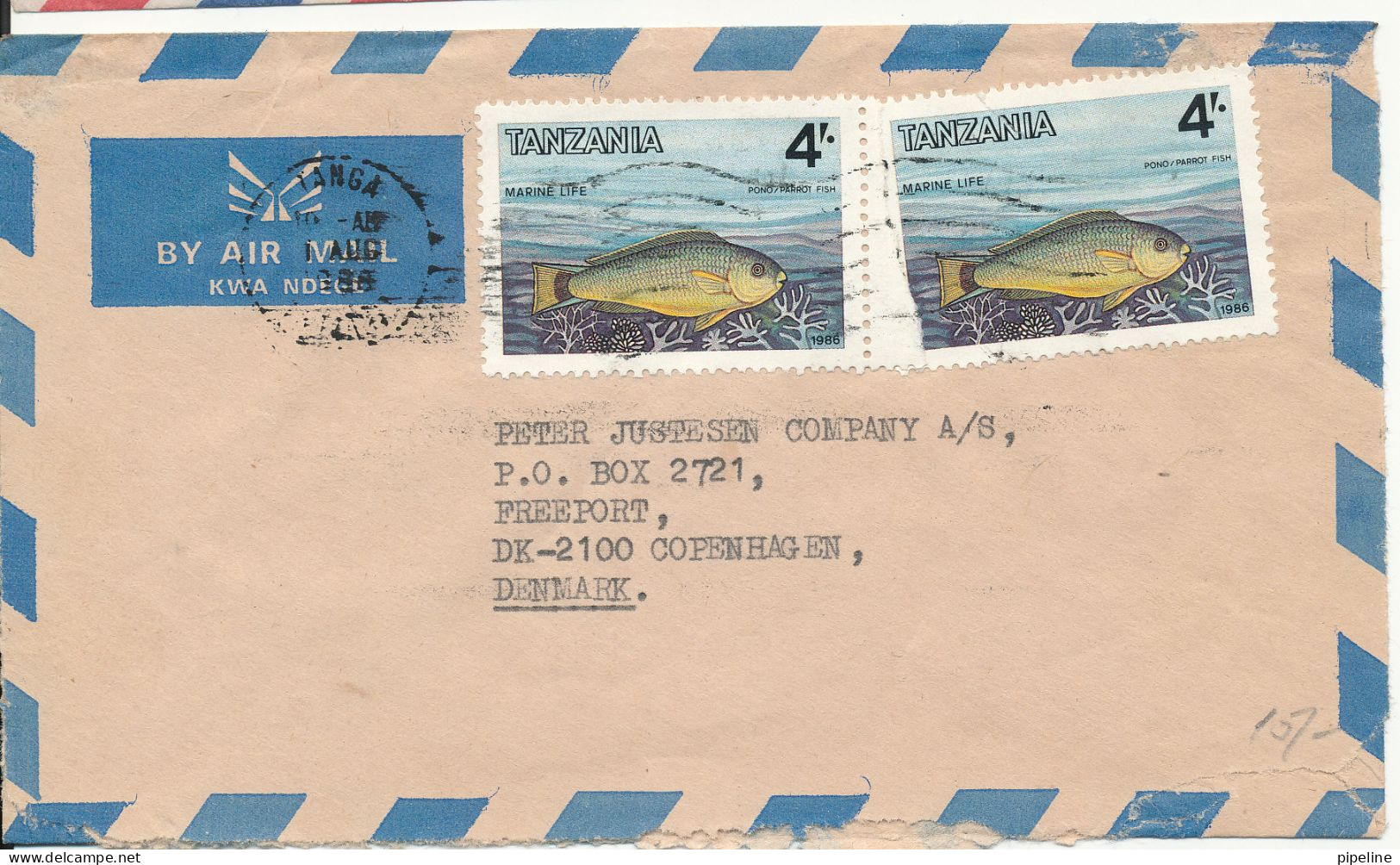 Tanzania Air Mail Cover Sent To Denmark 1-8-1986 Topic Stamps Fish - Tanzanie (1964-...)