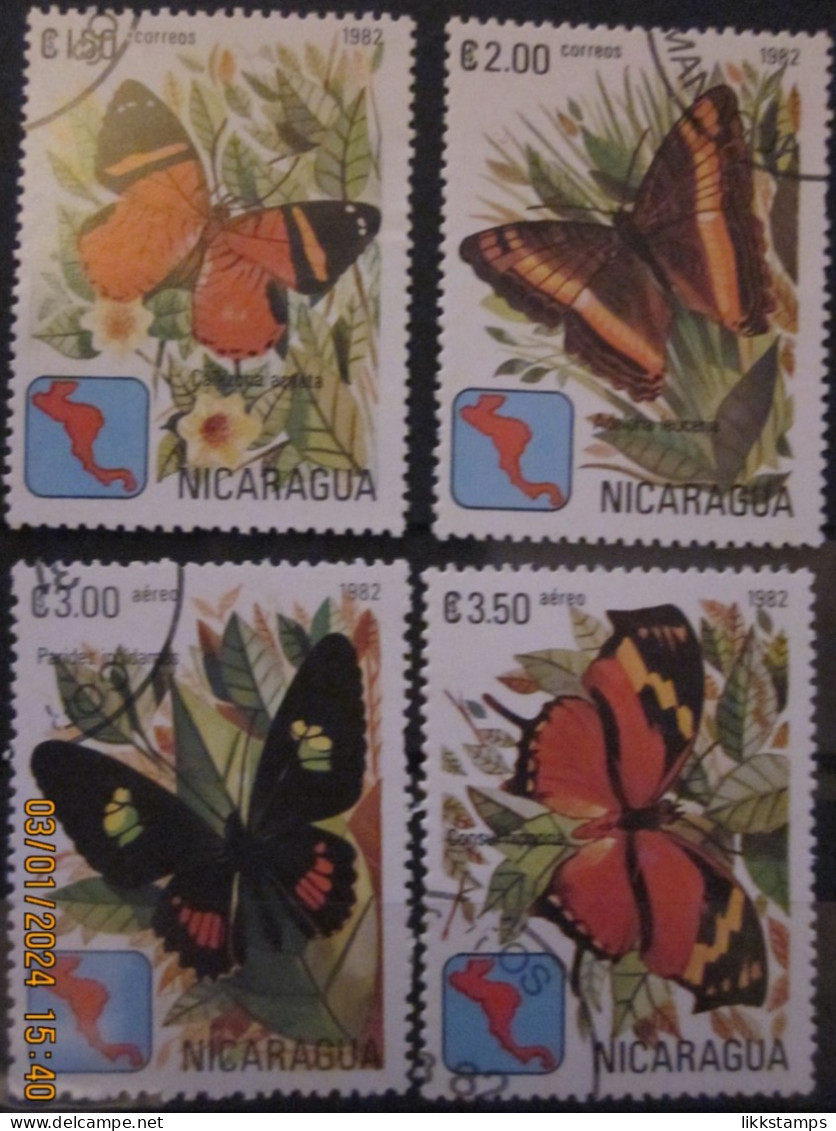 NICARAGUA ~ 1982 ~ S.G. NUMBERS 2343 - 2346. ~ BUTTERFLIES. ~ VFU #03493 - Nicaragua