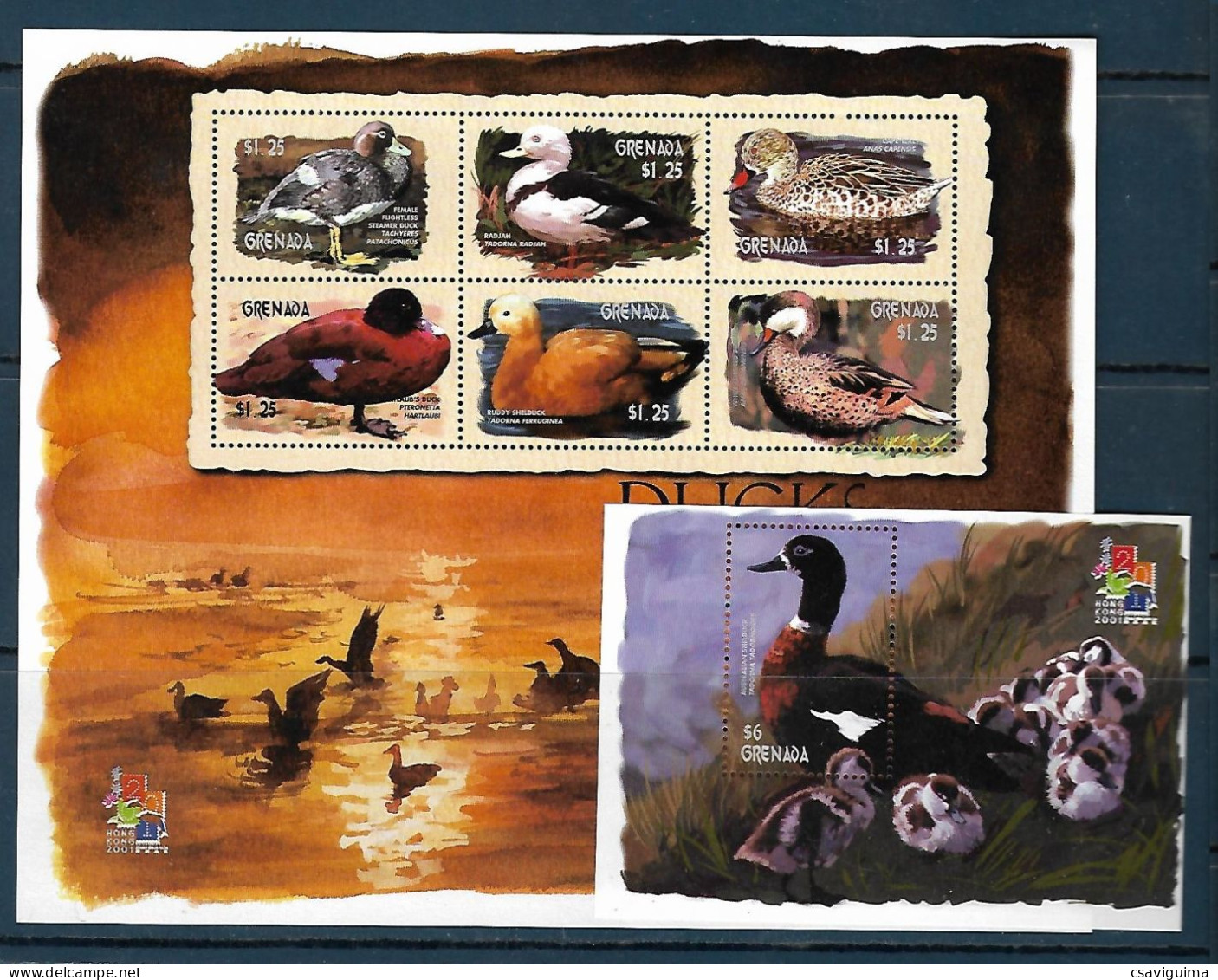Grenada - 2001 - Birds: Ducks Of The World - Yv 3863/68 + Bf 580 - Entenvögel