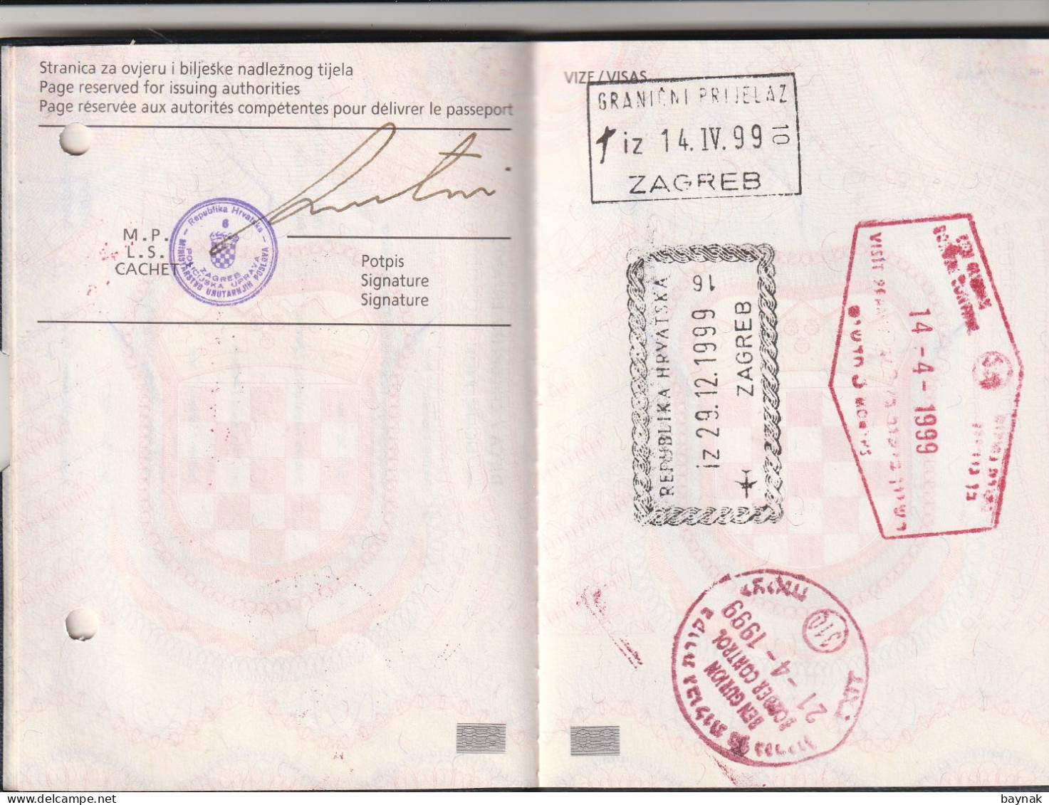 C144 -   CROATIA  - PASSPORT  -  I. MODEL  -  LADY  - 1992  - VISA: CANADA, ISRAEL, UK, MALTA, IRELAND, MOROCCO - Historische Documenten