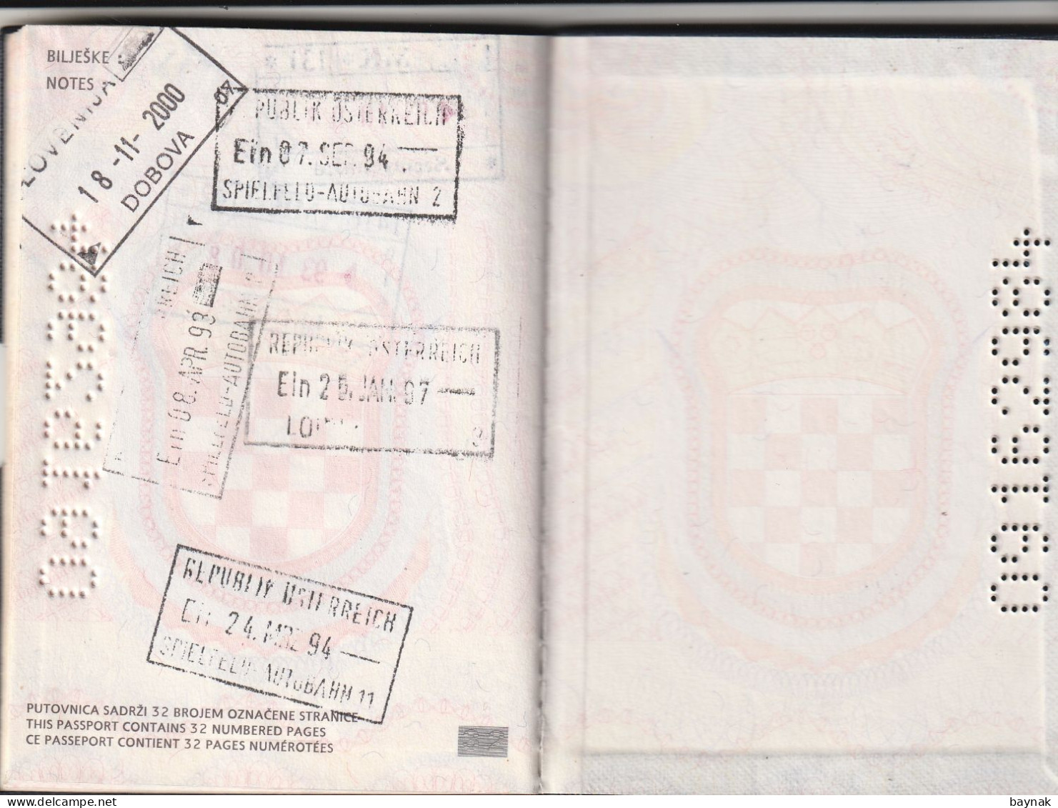 C144 -   CROATIA  - PASSPORT  -  I. MODEL  -  LADY  - 1992  - VISA: CANADA, ISRAEL, UK, MALTA, IRELAND, MOROCCO