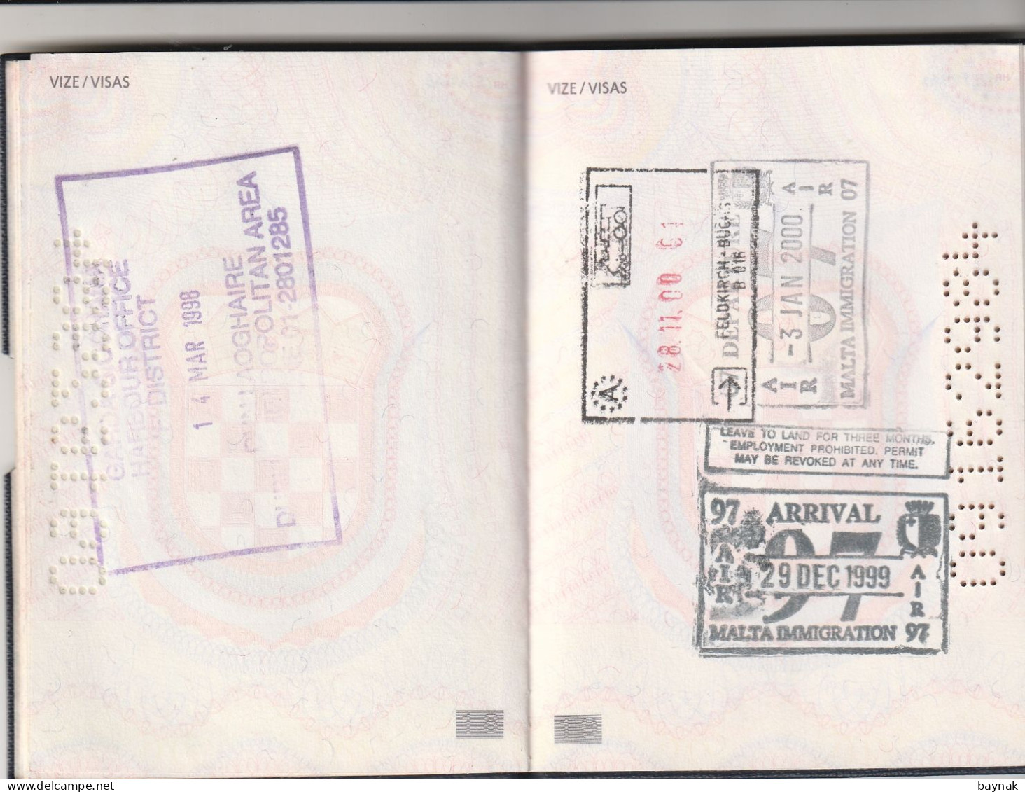 C144 -   CROATIA  - PASSPORT  -  I. MODEL  -  LADY  - 1992  - VISA: CANADA, ISRAEL, UK, MALTA, IRELAND, MOROCCO