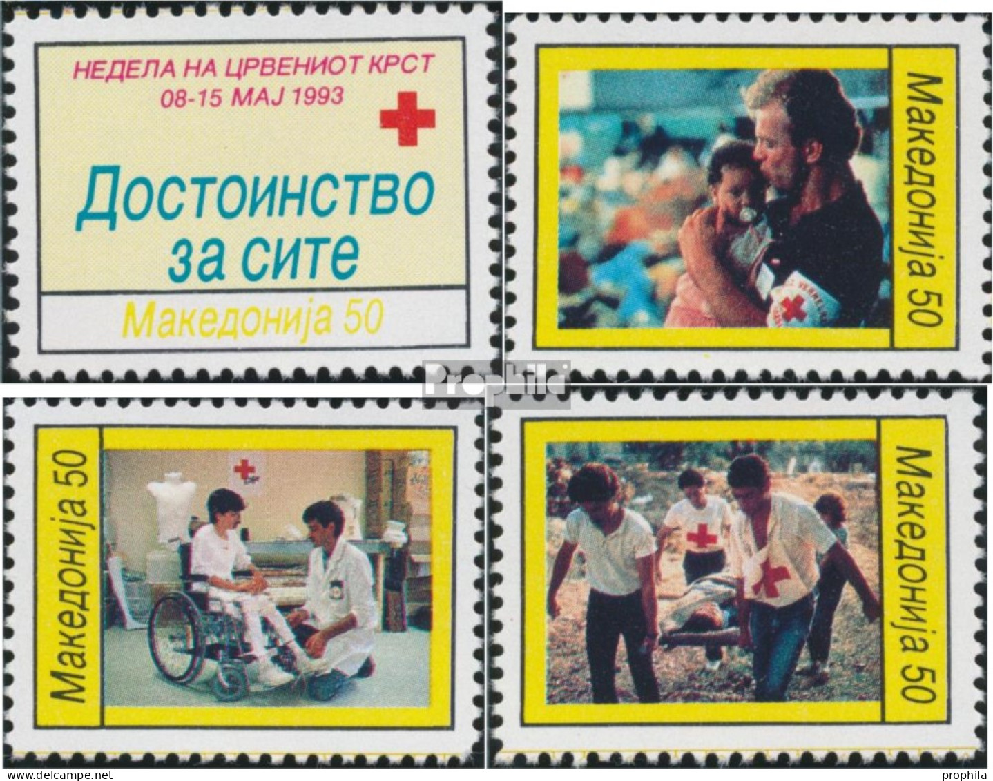 Makedonien Z38A-Z41A (kompl.Ausg.) Zwangszuschlagsmarken Postfrisch 1993 Rotes Kreuz - Macedonia