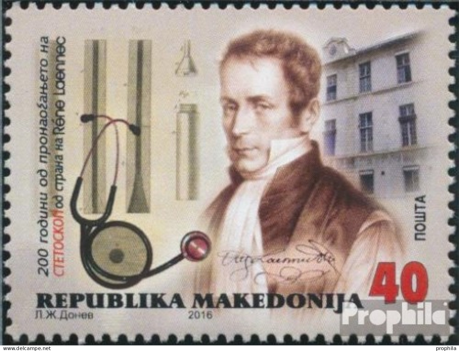 Makedonien 768 (kompl.Ausg.) Postfrisch 2016 Rene Laennec - Macedonie