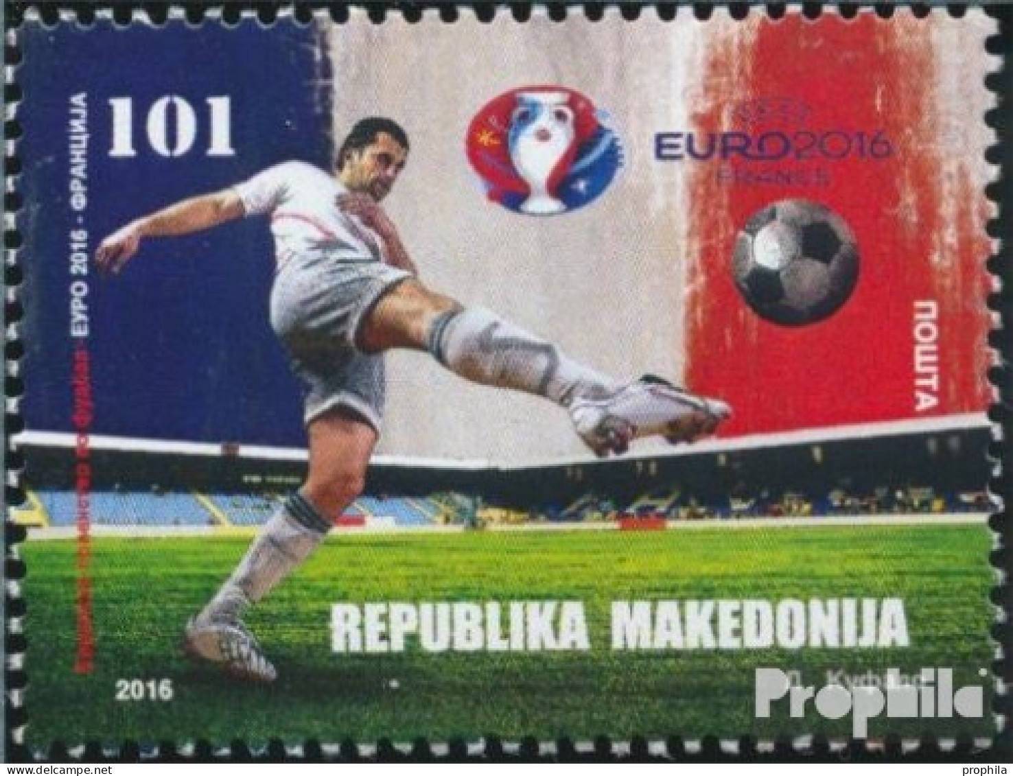 Makedonien 766 (kompl.Ausg.) Postfrisch 2016 Fußball EM Frankreich - Makedonien