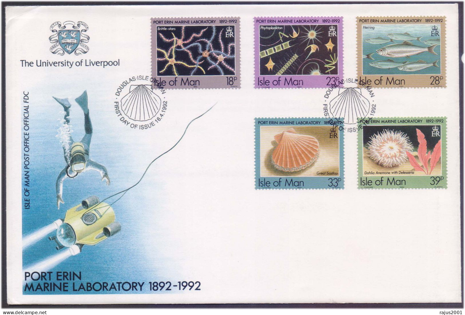 Scuba Diving, Scuba Diver, Marine Laboratory, Marine Life, Fish, Brittle Stars, Sea Shell Animal Underwater Creature FDC - Plongée