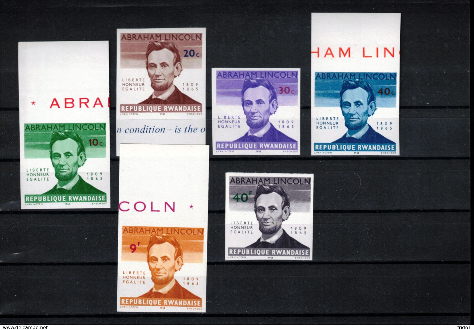 Rwanda 1965 Centenary Of The Death Of Abraham Lincoln Imperforated Set Postfrisch / MNH - Neufs