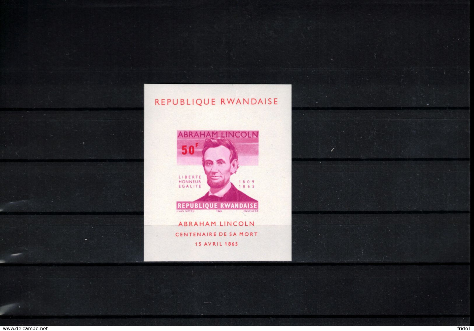 Rwanda 1965 Centenary Of The Death Of Abraham Lincoln Imperforated Block Postfrisch / MNH - Ongebruikt