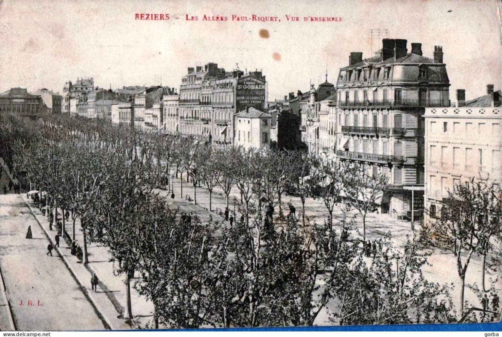 *CPA  - 34 - BEZIERS - Allées Paul Riquet à Vol D'oiseau (B) - Beziers