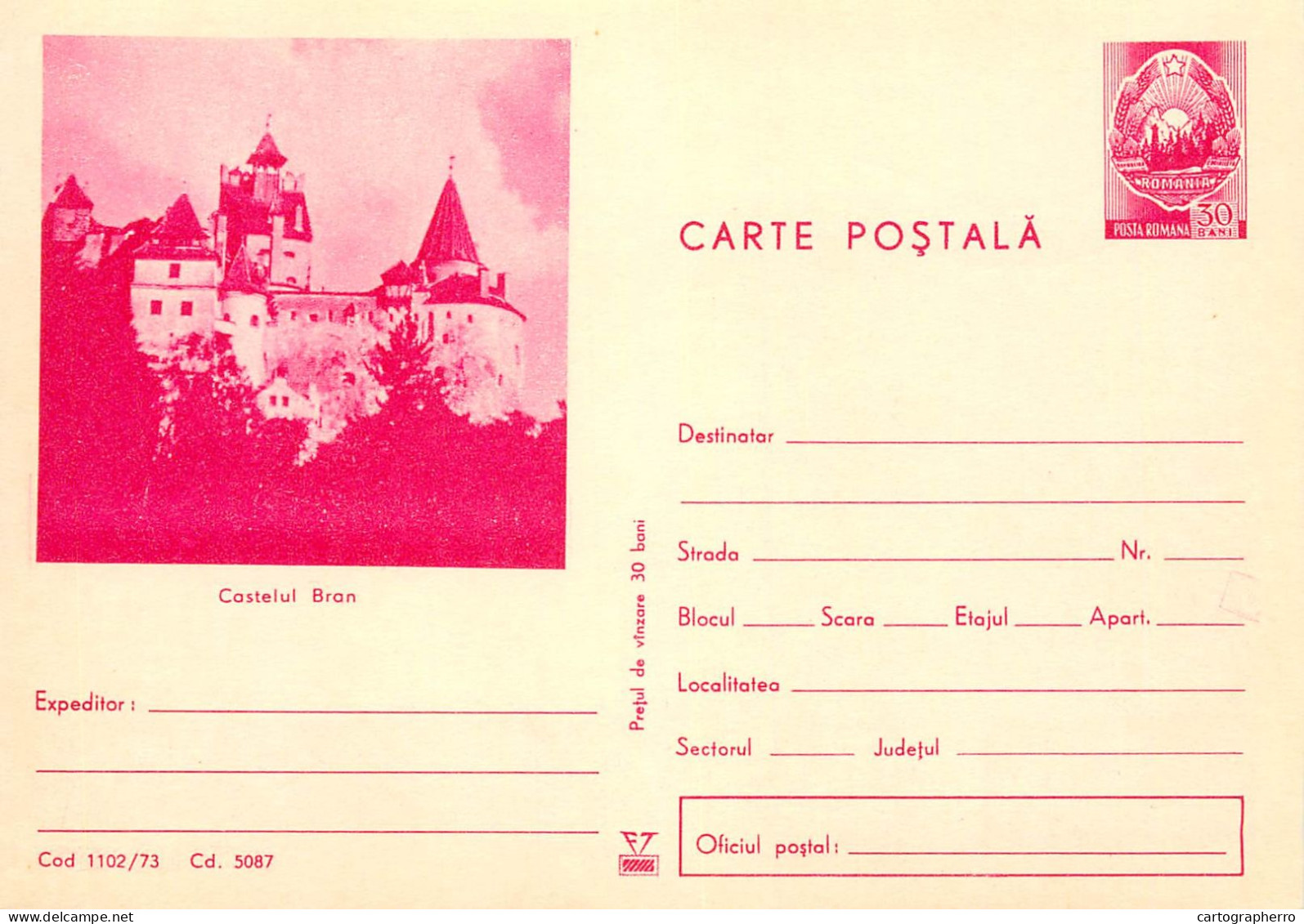 Postal Stationery Postcard Romania Bran Castle - Romania