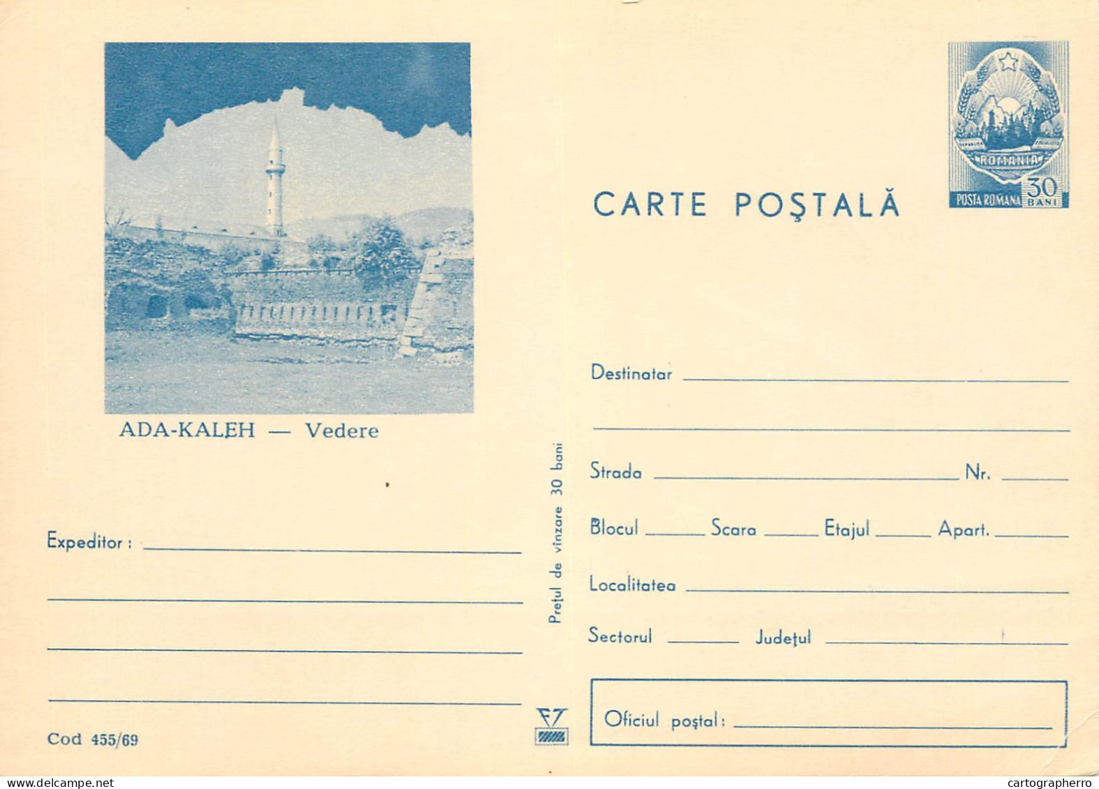 Postal Stationery Postcard Romania Ada Kaleh - Romania