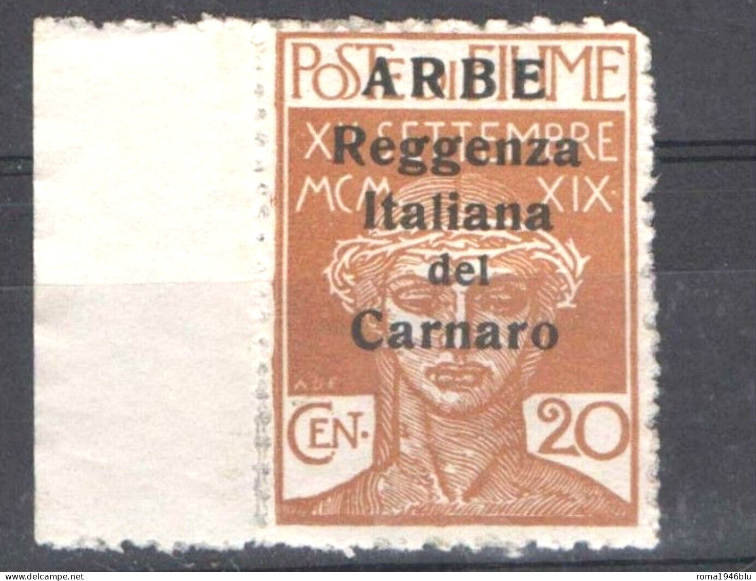 ARBE 1920 20 C. CARATTERI PICCOLI ** MNH - Arbe & Veglia