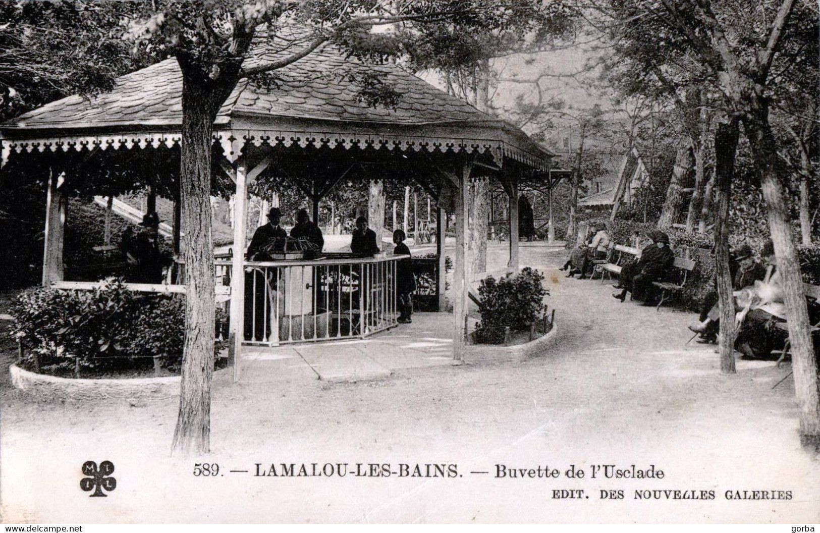 *CPA  - 34 - LAMALOU LES BAINS - Buvette De L'Usclade  - Animée - Lamalou Les Bains