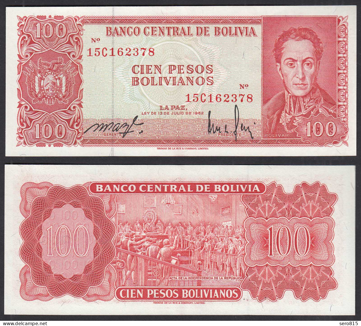 Bolivien - Bolivia 100 Bolivianos 1962 XF (2) Pick 164A    (31099 - Other - America