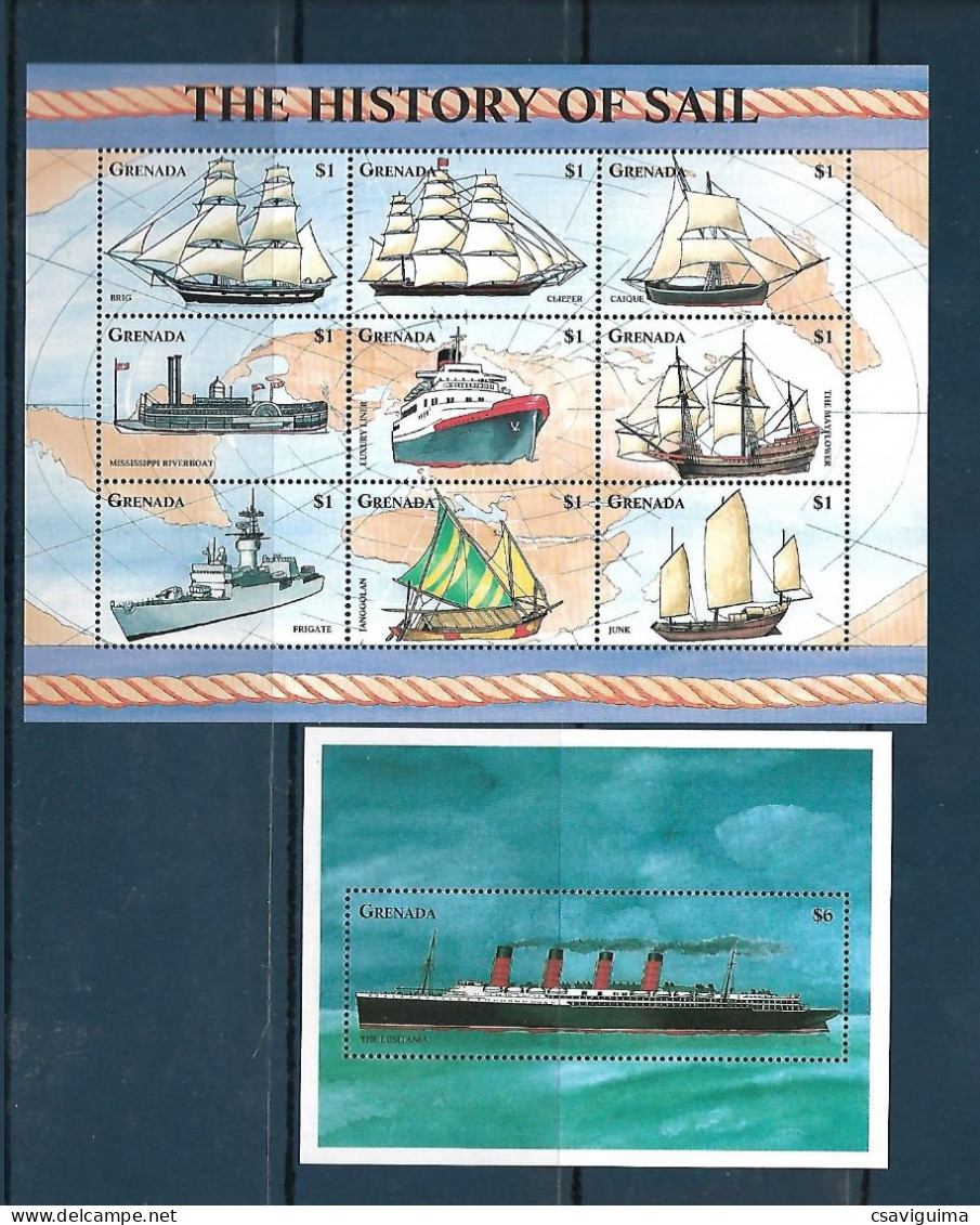 Grenada - 1998 - The History Of Sail  - Yv 3176/84 + Bf 470 - Maritime