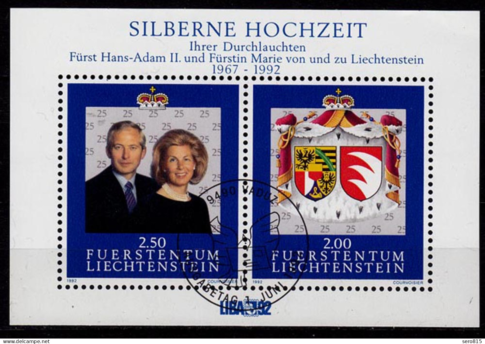 Liechtenstein 25. Hochzeitstag Block 14 ESST   (c123 - Autres & Non Classés