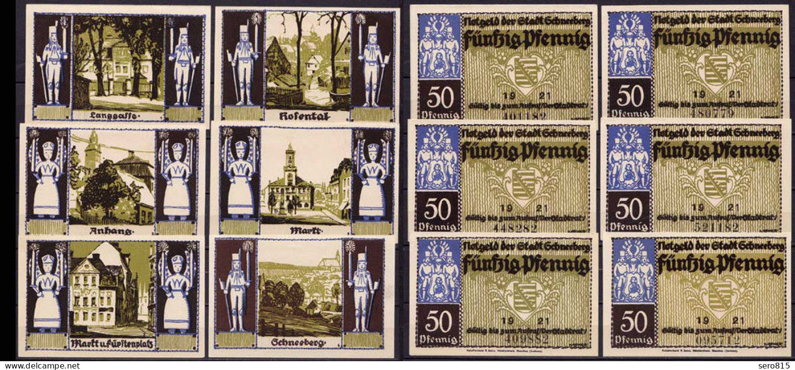 Sachsen - Schneeberg - Satz 6 Stück Notgeld 1921 (ca374 - Autres & Non Classés