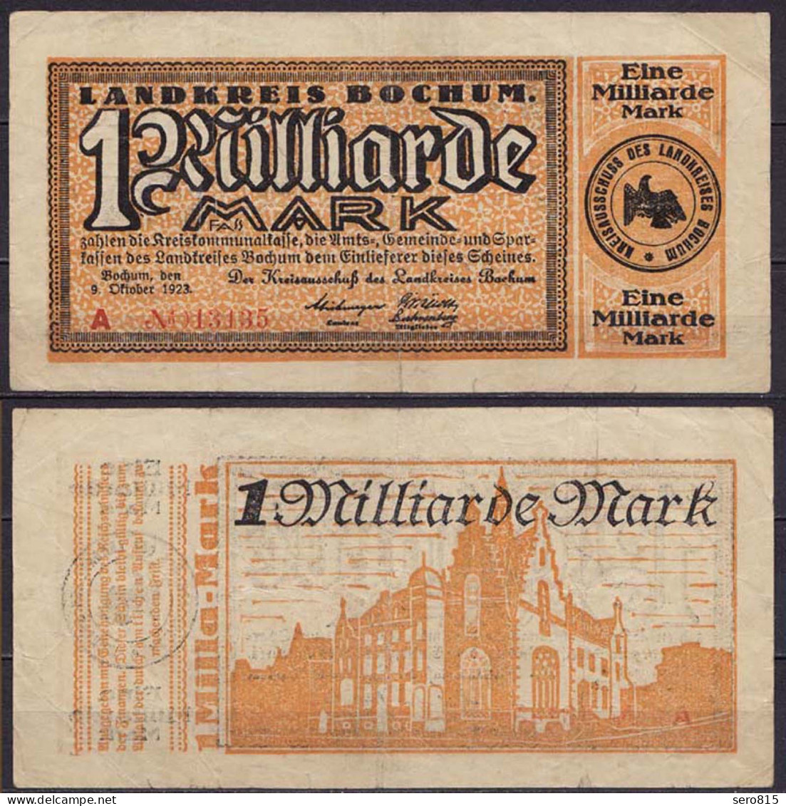 Westfalen - Bochum Landkreis 1- Milliarde Mark 1923    (cb237 - Andere & Zonder Classificatie